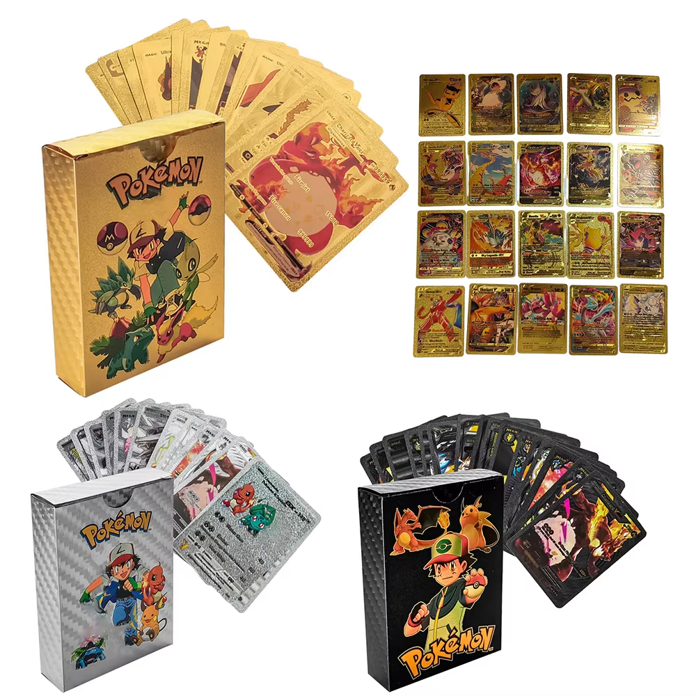 Board Game English - 55PCS Pokemon Cards Vmax GX Gold