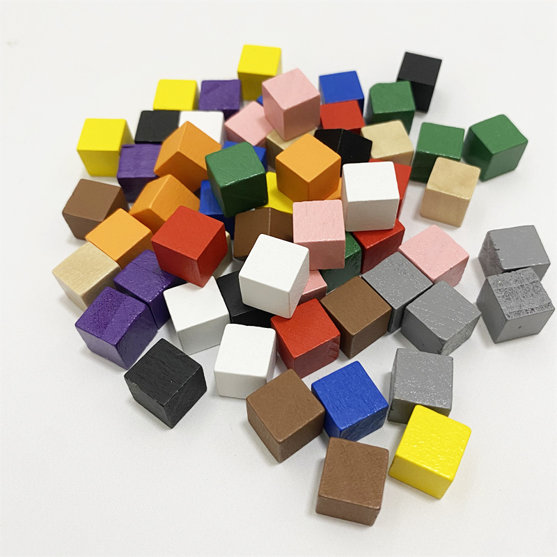Board Game Quiz - 50Pcs/lots 10mm Colorful Wood Dice Cubes