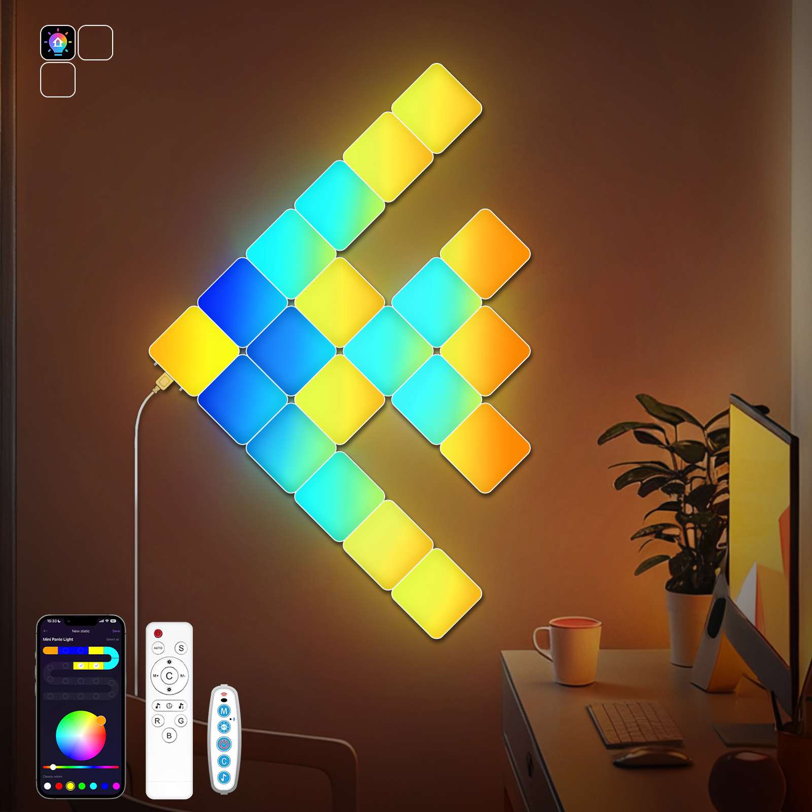 Board Game Room - Smart Grid LED Wall Light Kit