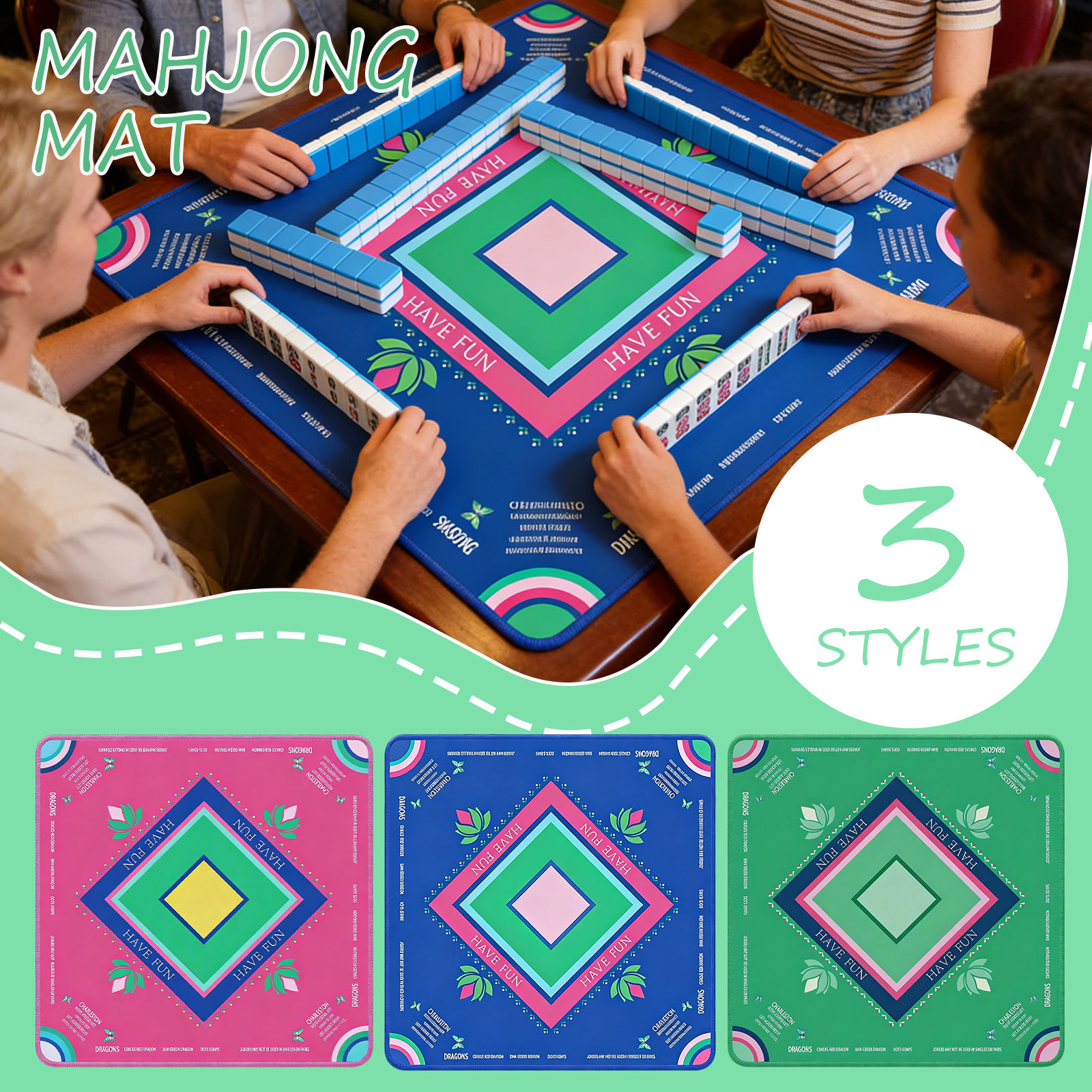  32.4in Mahjong Mat with Carr - Board Game List บทวิจารณ์และราคา