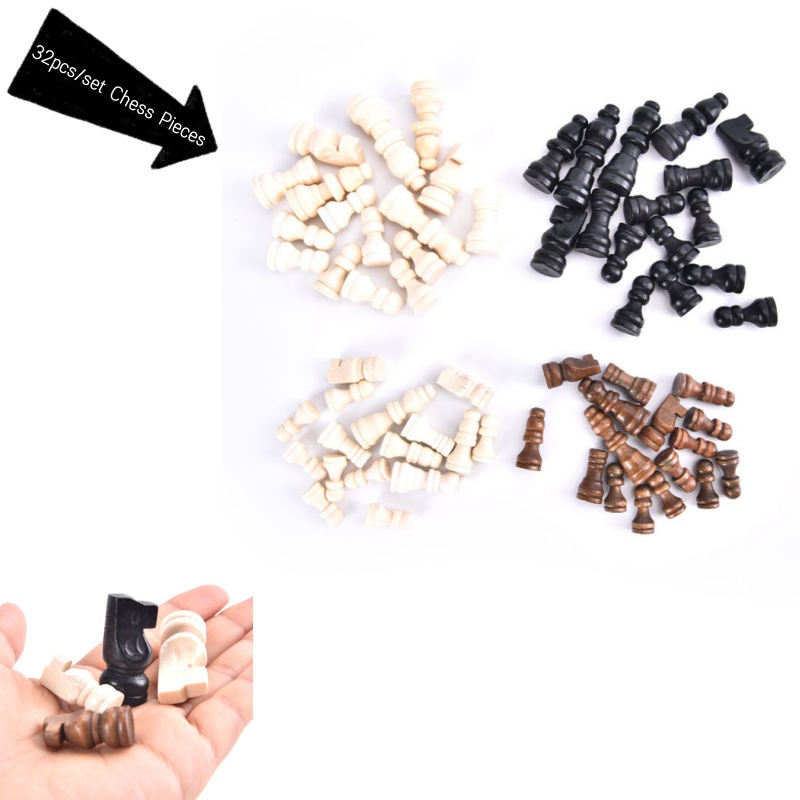 32pcs Wooden Chess Pieces Comp - Board Game Queen บทวิจารณ์และราคา