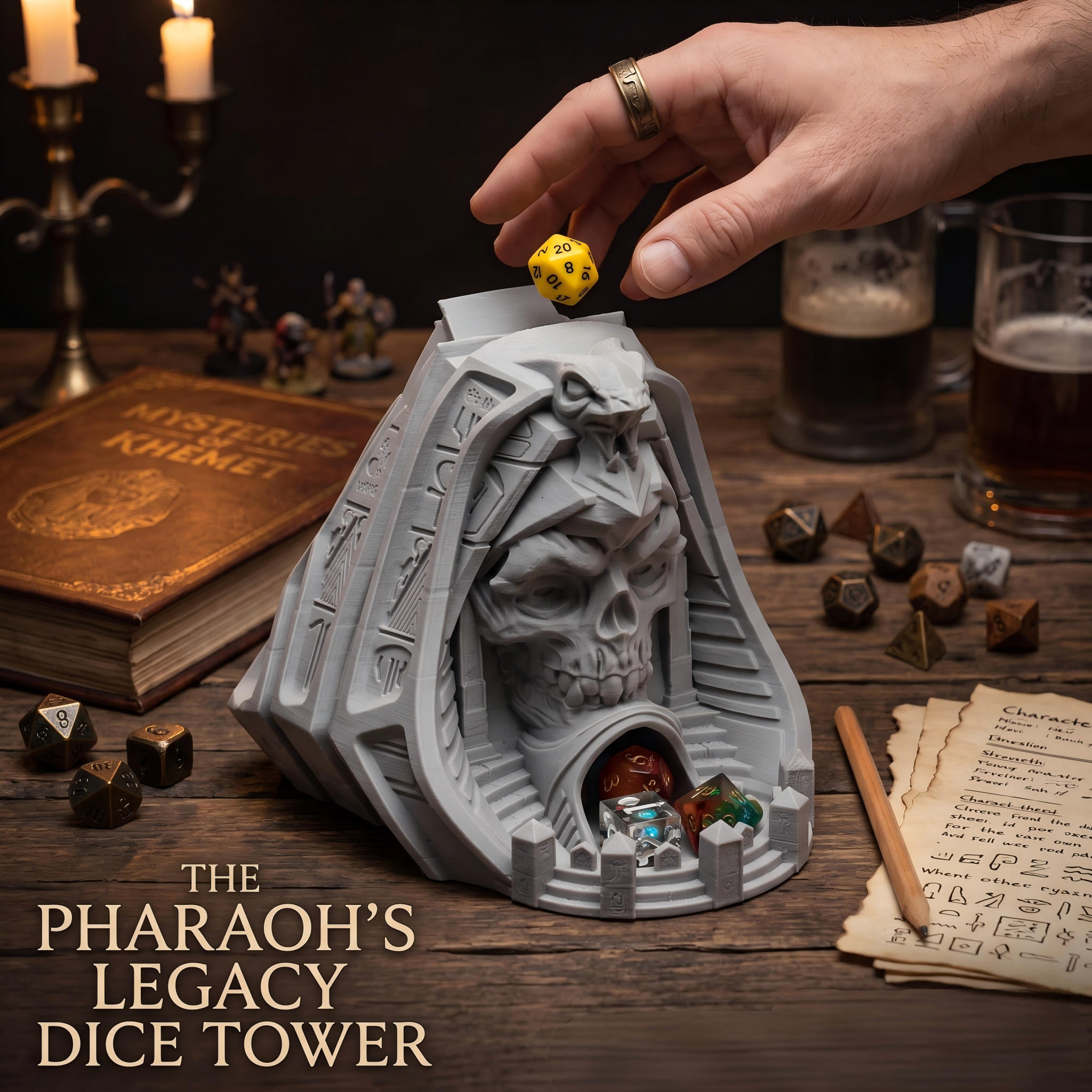 Pharaoh Skull Dice Tower - add - Board Game Movie บทวิจารณ์และราคา