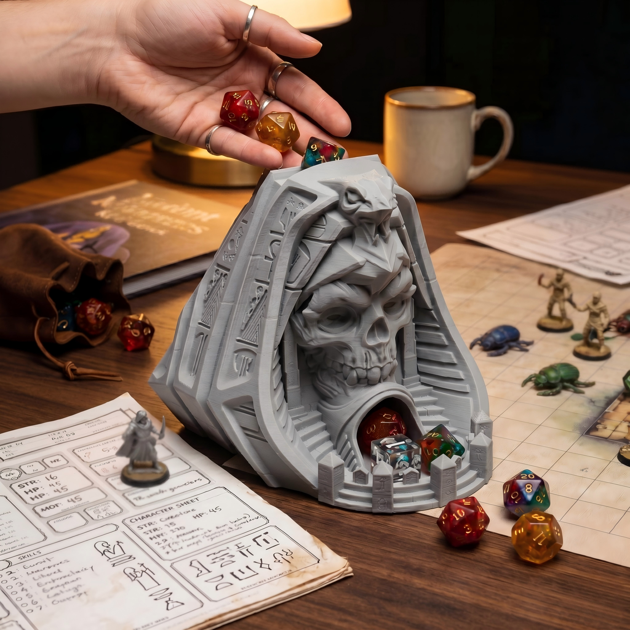 Pharaoh Skull Dice Tower - add - Board Game Movie บทวิจารณ์และราคา